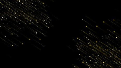 Goldpartikel-Vergeben.-Leuchtende-Neonlinien,-Glamouröse-Regenfallanimation-Auf-Schwarzem-Hintergrund
